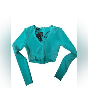 Bebe Turquoise V-Neck Crop Top